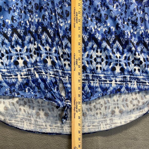 New York Laundry Top Womens Blue Pattern 3/4 Sleeve Stretch Blouse Sz 2X,Preppy - Picture 5 of 9